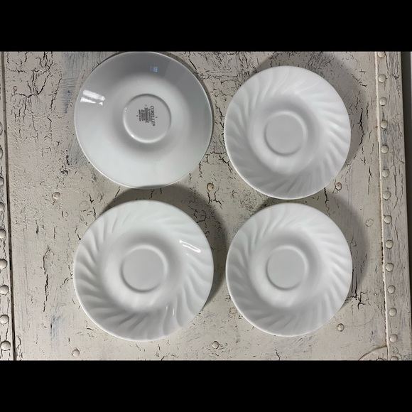 4 Corelle White Swirl Enhancements Saucers - Picture 2 of 7